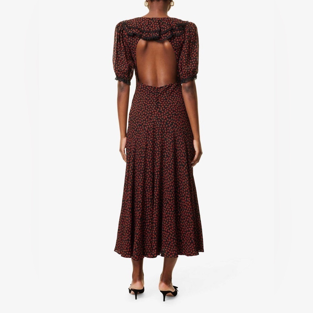 NWT Reformation Viral Women's Evra Lace Trim Open Back Maxi Dress Size 2 - Picture 5 of 14